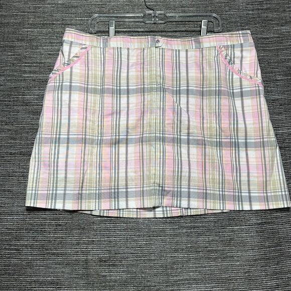 Izod Skorts Women's Size 16 Pink Plaid Golf Classix Cool FX - Picture 1 of 13